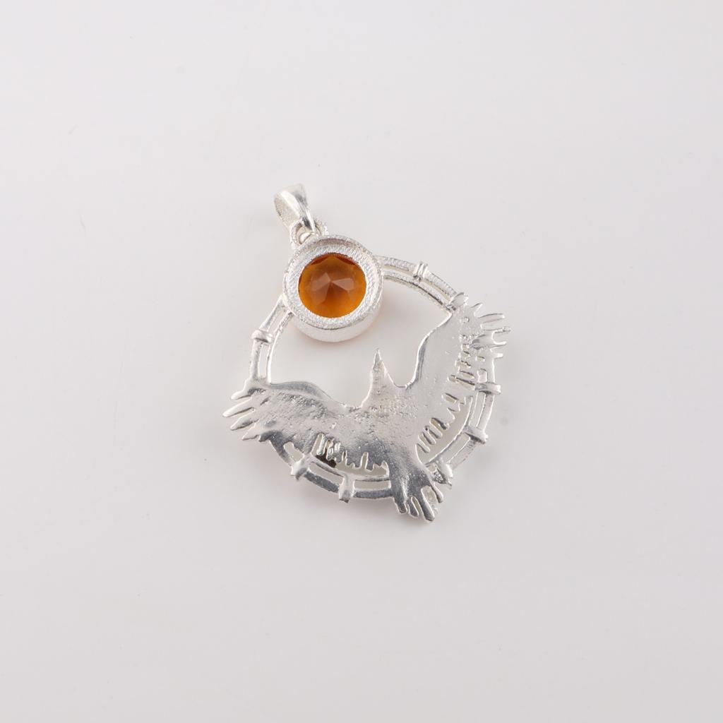 Citrine Gemstone 925 Sterling Silver Jewelry Handcrafted Pendant 1.43" For women CP-38-4