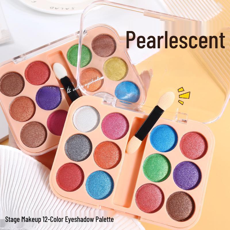 Children's Day Sparkling Eyeshadow Palette - Pearlescent Glitter In Blue, Green, Purple for Stage Makeup