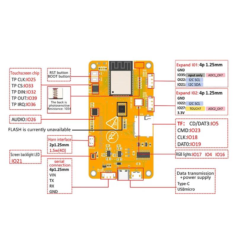 1Pcs ESP32-2432S028R 2.8Inch ESP32 Display Module w/ Wire Resistive Touchscreen 240*320 2.8'' LCD TFT ILI9341 Driver Board