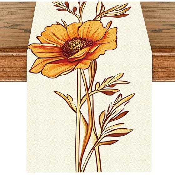 ANNA QUEEN Boho Floral Table Runner 13x72 Inch, Colorful Mexican Otomi-Style, Folk Art Table Decor for Dining Table, Fiesta Party, Kitchen, Wedding