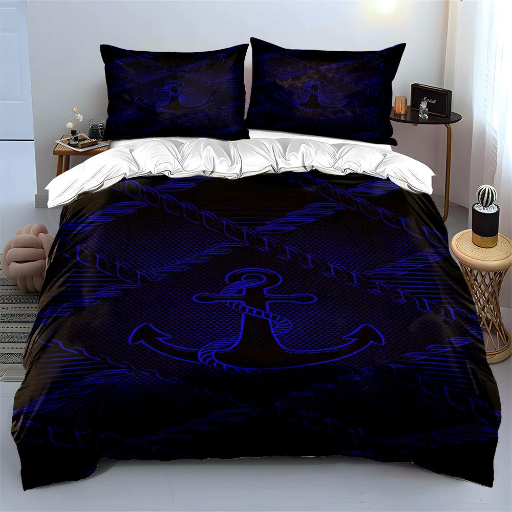 Anchor and rope pattern. Bedding sets Duvet cover sets Duvet covers Pillowcases(1 * Duvet Cover 2 * Pillowcases without duvet insert)
