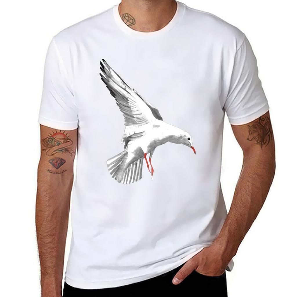 Seagull watercolor white animal bird birds seagull animals TShirt Sporty Casual Quick Dry TShirt