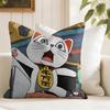 DDan Da DDan Lucky Cat Cushion Cover Eco Linen Pillow Case DoubleSided Print Breathable Durable Zipper Home Decor Gift