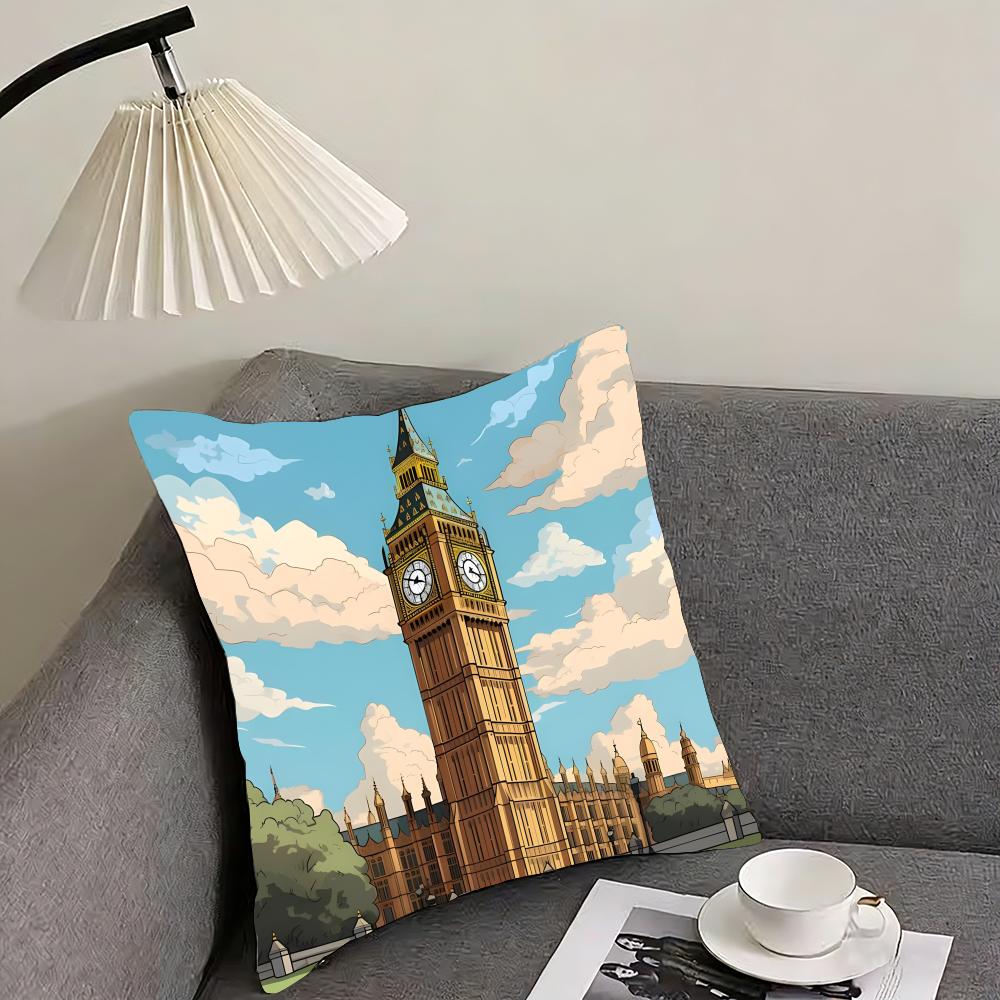 London Fashion Cushion Cover Pillowcase Ultra Soft Skin Friendly Fabric Cloud Like Comfort  Concealed Zipper