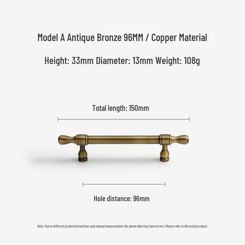 Bronze Brass Pull Handle: New Chinese Style Cabinet, Wardrobe & Drawer Retro Door Handle