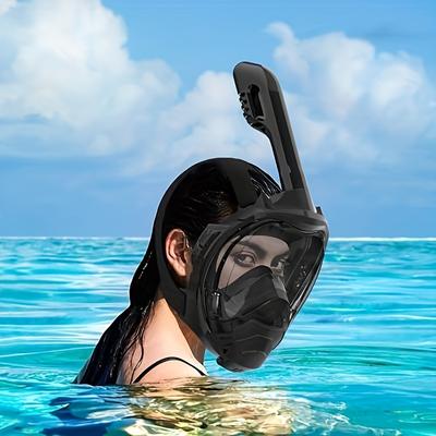 1 máscara de snorkel antivaho de cara completa, vista panorámica de 180 grados, máscara de buceo transparente impermeable, con soporte para cámara, juego de snorkel