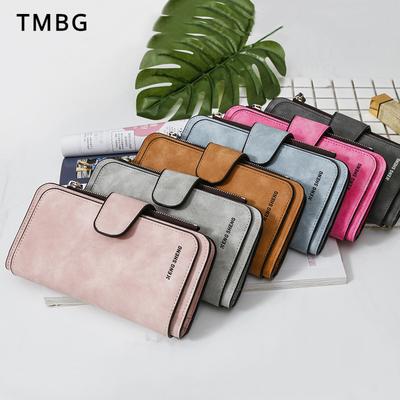 Mode Persönlichkeit PU Matte Lange Frauen Geldbörsen Dreifach gefaltet Große Kapazität Geld Clips Unisex Multi-Card Slot Clutch Damen Münze Geldbörse