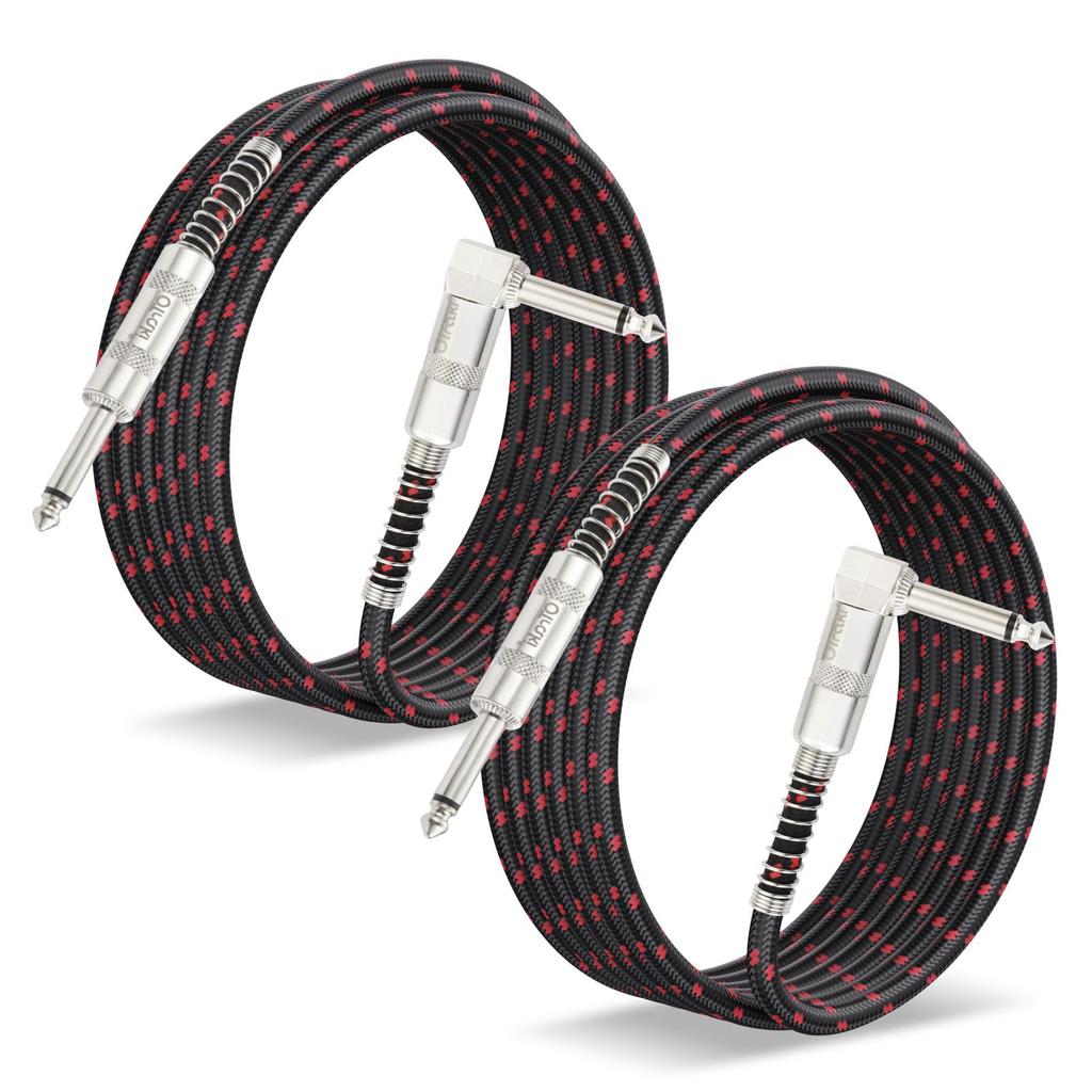 OTraki Guitar Cable, S-L Type, 3m, 2-Pack, High Durability, Break-Resistant, Suitable for BassKeyboardAmplifierDrums, Beginner-Friendly Guitar Cable
