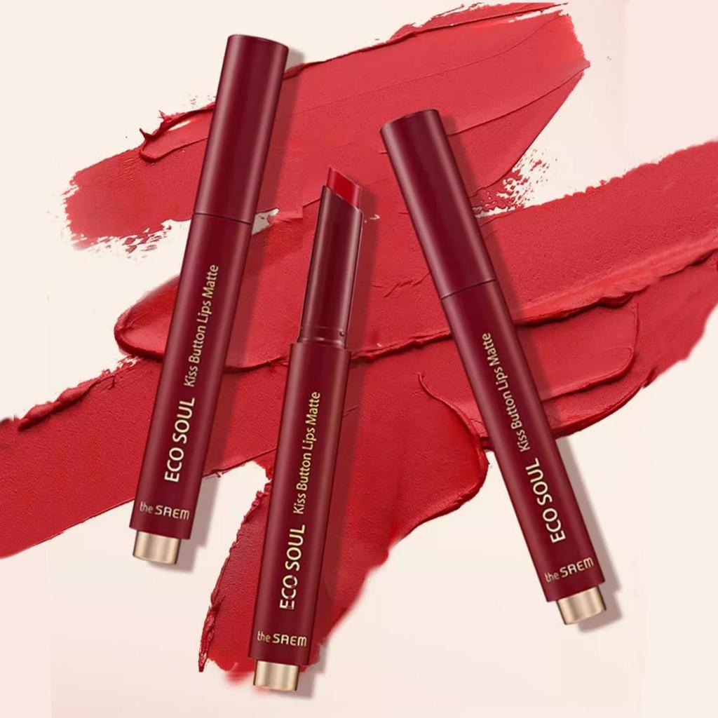 THE SAEM Eco Soul Kiss Button Lips Matte  2g/0.07oz (5 Color Options)
