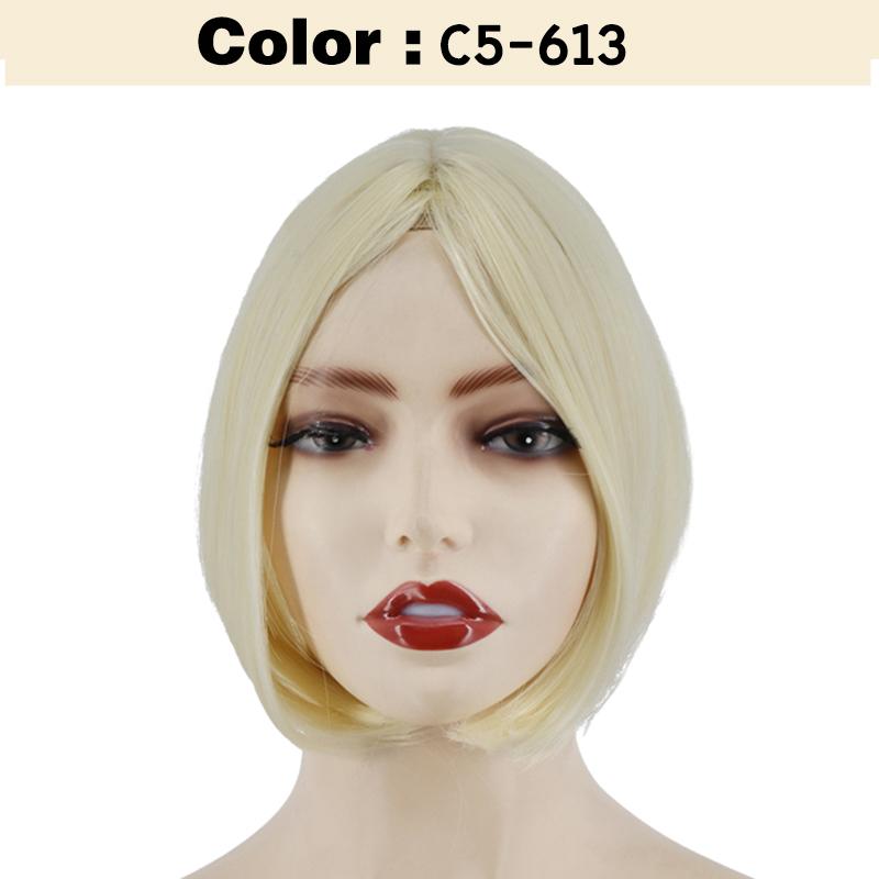 Synthetic Short Straight Bob Wig With Air Bangs And Mid cut bangs Clip In Wig Suitable For Women Daily Wear