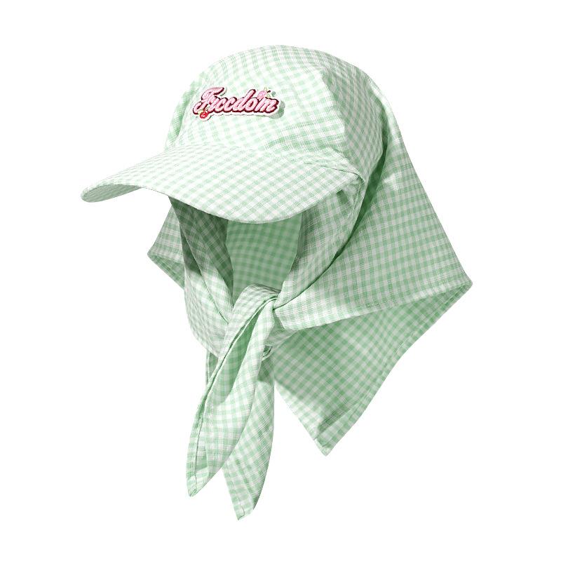 Personalized checkered headscarf hat niche spring and summer light and thin sunscreen cap hip hop street fashion embroidery baseball cap