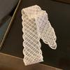 Women Silk Scarf Hollow Embroidery Lace Floral Leaf Design Ribbon Solid Color Lightweight Hair Tie Street Wear