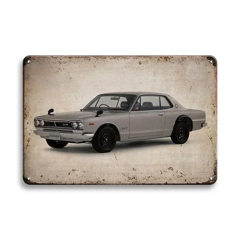 Vintage Fahrzeug Metallblechschild Plakette Retro Blechmalerei Rennwagen Poster Wandkunst Aufkleber Heimbar Garage Dekoratives Plat