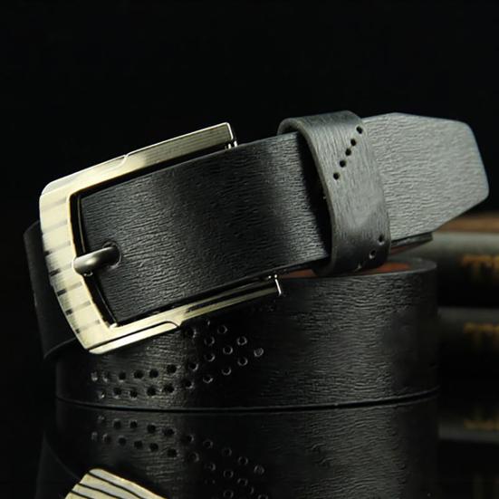 Leather Belt Hollow Colorful Reusable Pin Buckle Belt for Boy