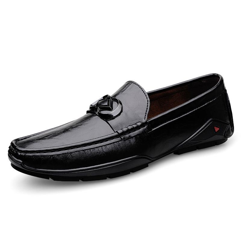 Men s Spring Genuine Leather Breathable Slip-on Loafers 42