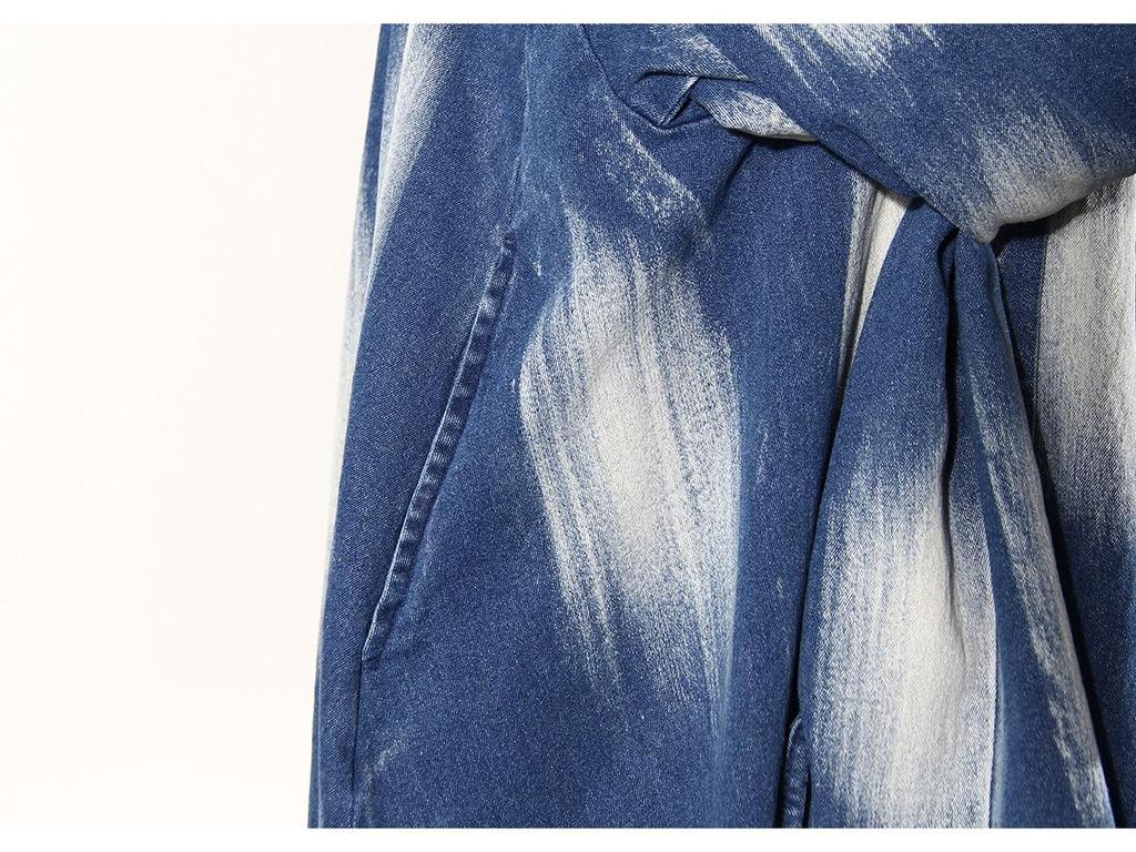 2024 Summer Tie-Dye Fringed Hem Tie-Waist Long Skirt for Women