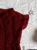 2025 Spring Summer New Wine Red Ruffle Collar Shirt Women Vintage Design Slim Fit Casual Tops Elegant Style Korea Fashion Tops