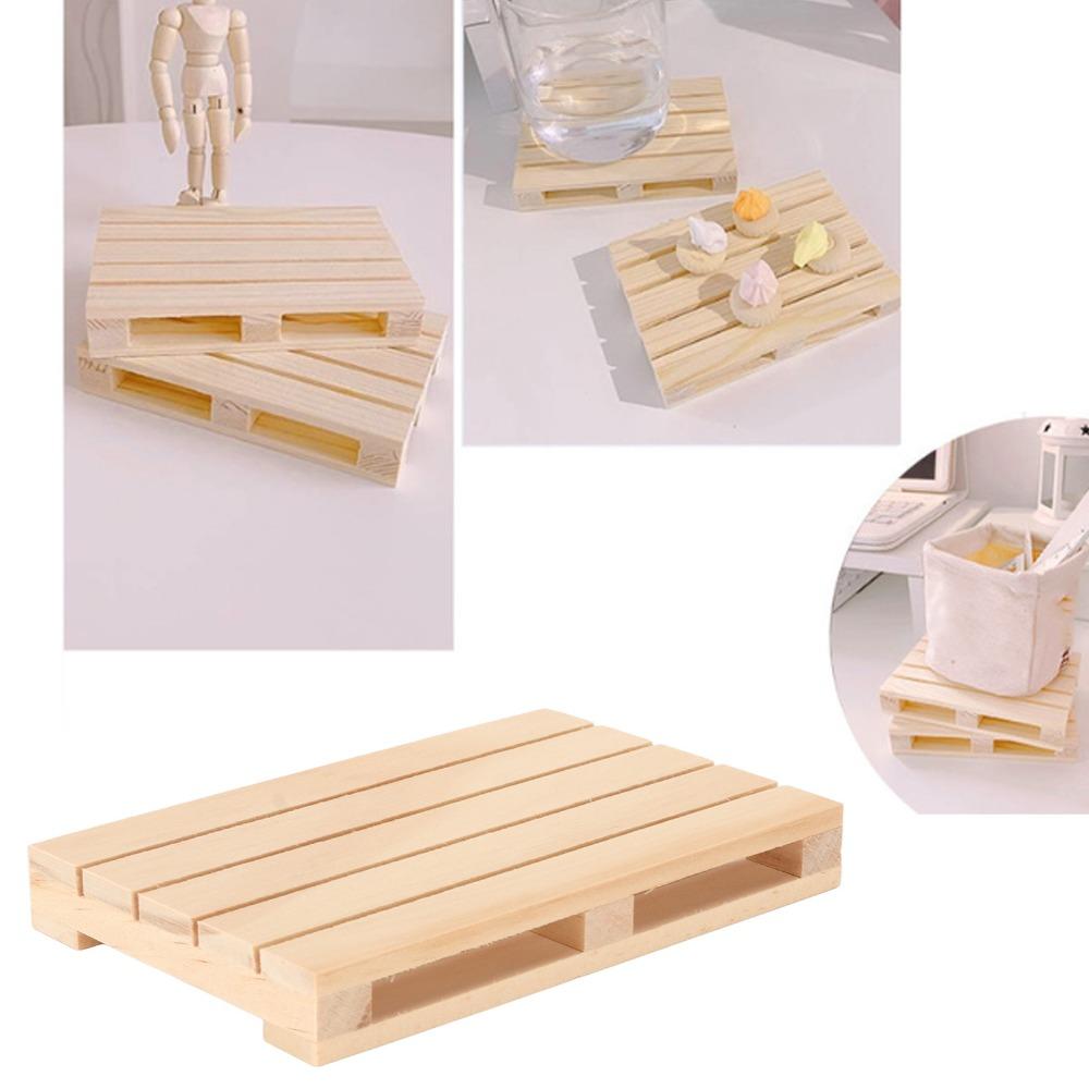 10pcs Skid Resistance Mini Pallet Coasters Rectangle Drink Coasters Wooden Coasters  For Office