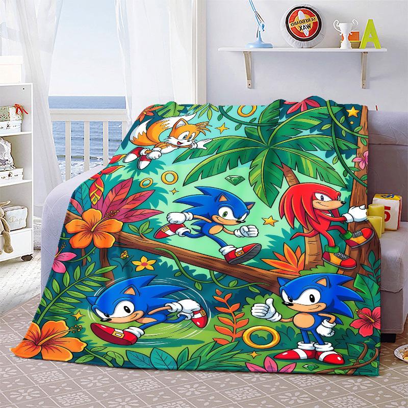 Sonic Anime Blanket Flannel Throw Soft Warm Lightweight Blanket for Sofa Bed Cozy Home Decoration -QJY
