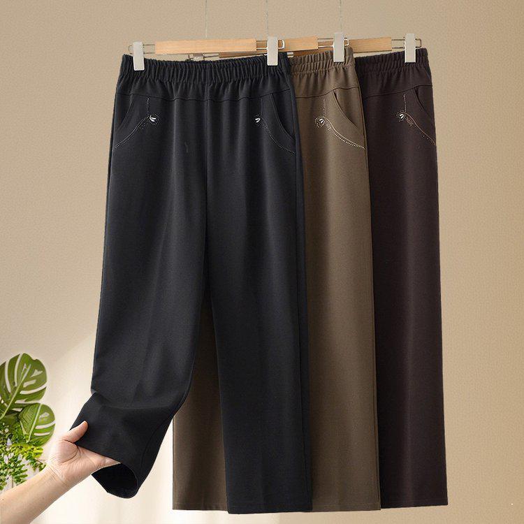 

Mom s Slimming Straight-Leg Trousers - Spring/Autumn Loose Fit Casual Pants for Middle-Aged & Elderly Women. 5XL хакі