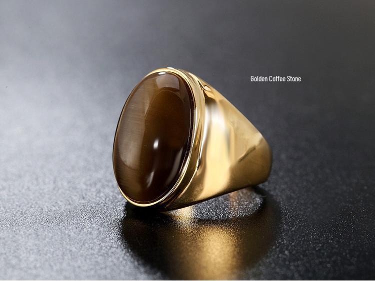 Retro Elegant Gemstone Titanium Steel Ring for Men and Women - Vintage Style Jewelry Band