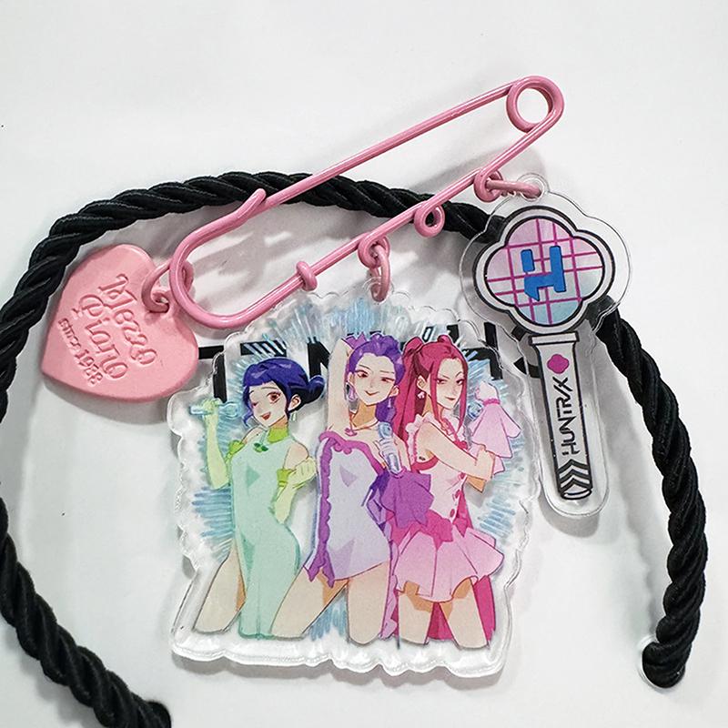 Kpop Demon Hunters Brooch Acrylic Printing Pendant Cartoon Cute Anime Peripheral Pins Bag Hat Clothes Accessories Fans Gift