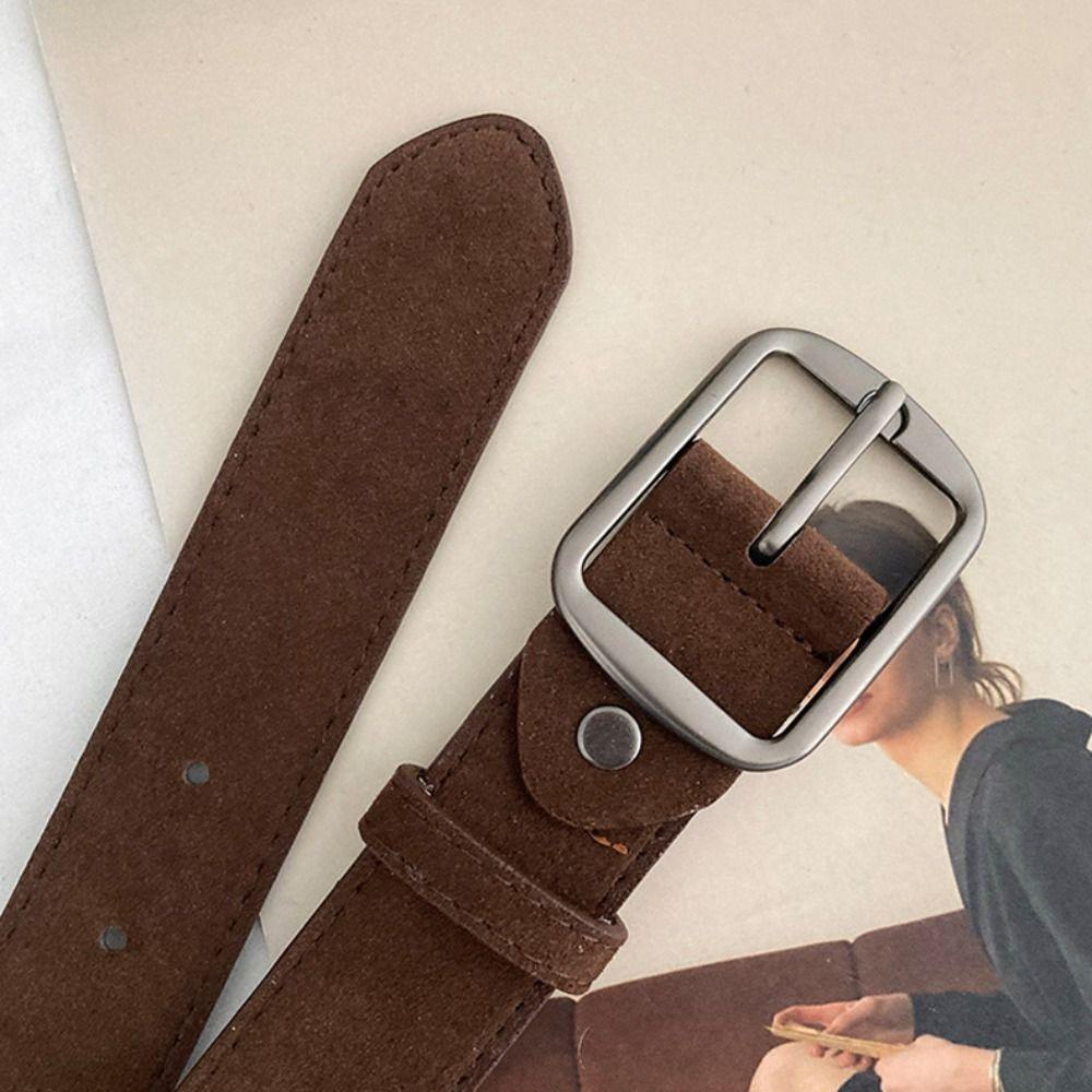 Frosted Suede Leather Belt Vintage Pin Buckle Waistband Fashion Women Waist Belt  Jeans Decoration