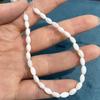 5String, White Natural Freshwater Shell Beads, 4×7mm, Handmade Oval Shape Shell Beads for DIY Jewelry Making 18cm