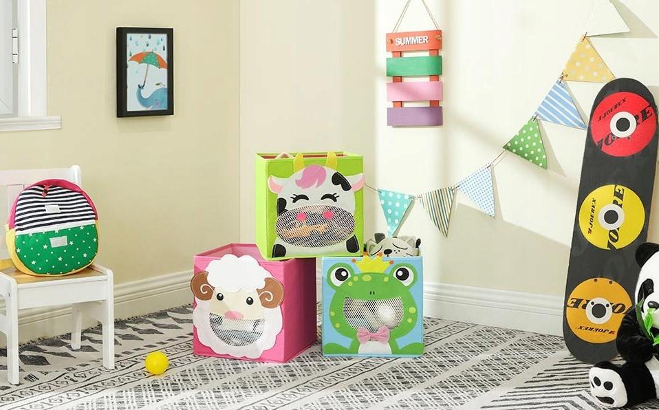 Foldable toy boxes, lego blocks, material, for children, large, 3 PCS