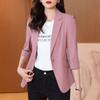 Thin Suit Jacket Women's Three-quarter Sleeve Spring and Summer Slim Casual Short Small Suit Jacket Plus Size