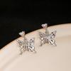 Colorful Love Crystal Stud Earrings, Fresh And Sweet Diamond Earrings, Light Luxury Hollow Butterfly Earrings