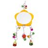 Chicken Mirror Toys Wood Chicken Hanging Mirror Toys with Bell for Chicken Stuff Parakeet Bird Playing