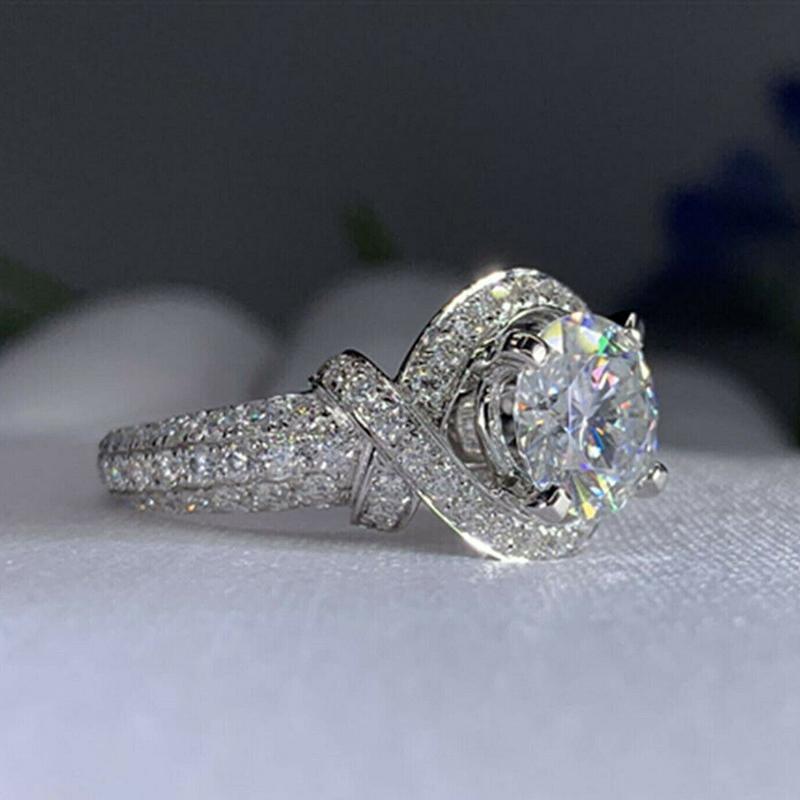 Huitan Gorgeous Women Wedding Rings Full Paved Brilliant Cubic Zircon Crystal Rings Engagement Anniversary Party Elegant Jewelry