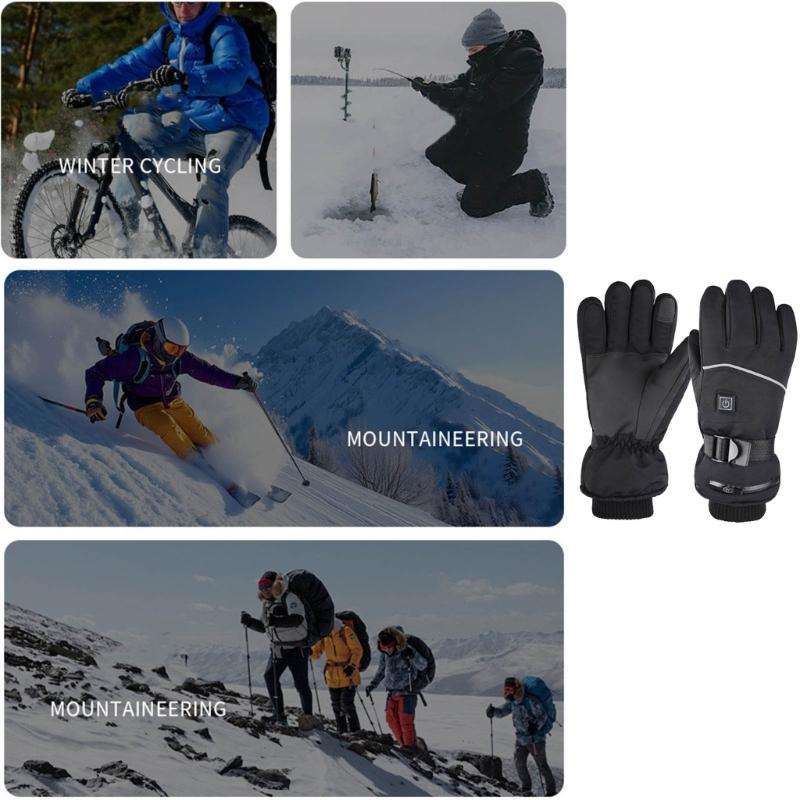 Rechargeable Heated Gloves Heating Adjustable 3 Heat Level Waterproof Touchscreens For Extreme Cold