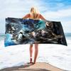 Wolfsmuster Strandtuch Ultraweiches Mikrofaser-Schnelltrocknendes Handtuch für Strand, Pool, Bad, Vintage-Stil, Outdoor-Mehrzweck-Accessoire