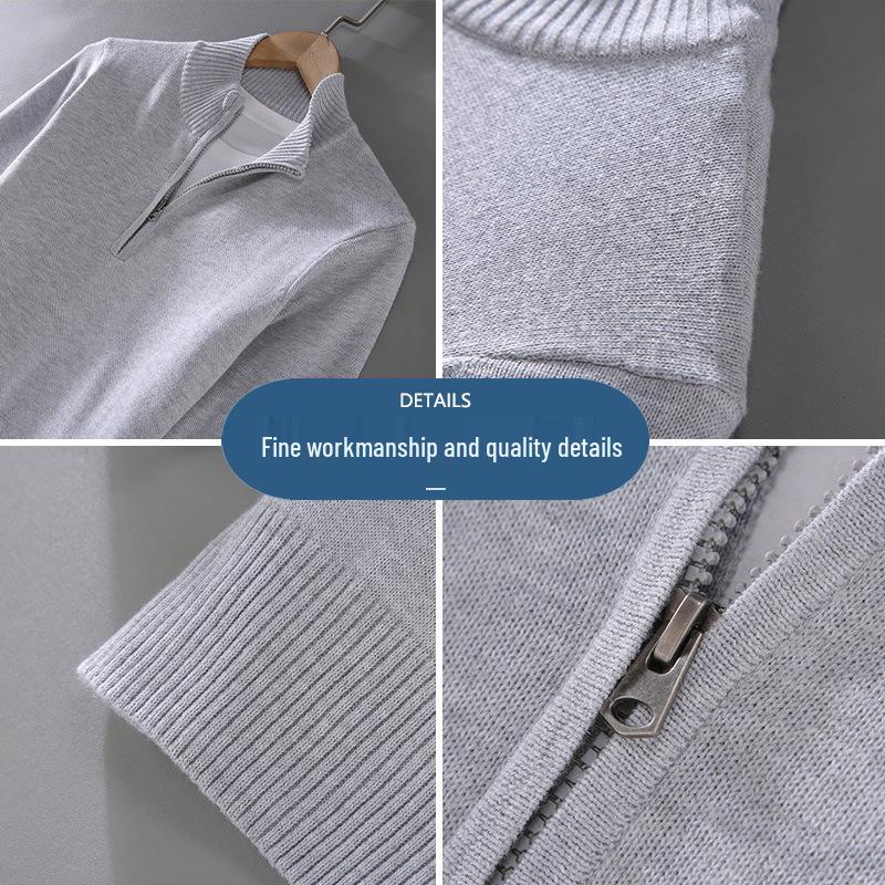 Men's Zippered Stand Collar Cardigan - Autumn/Winter Fashion, Korean Style Knitwear
