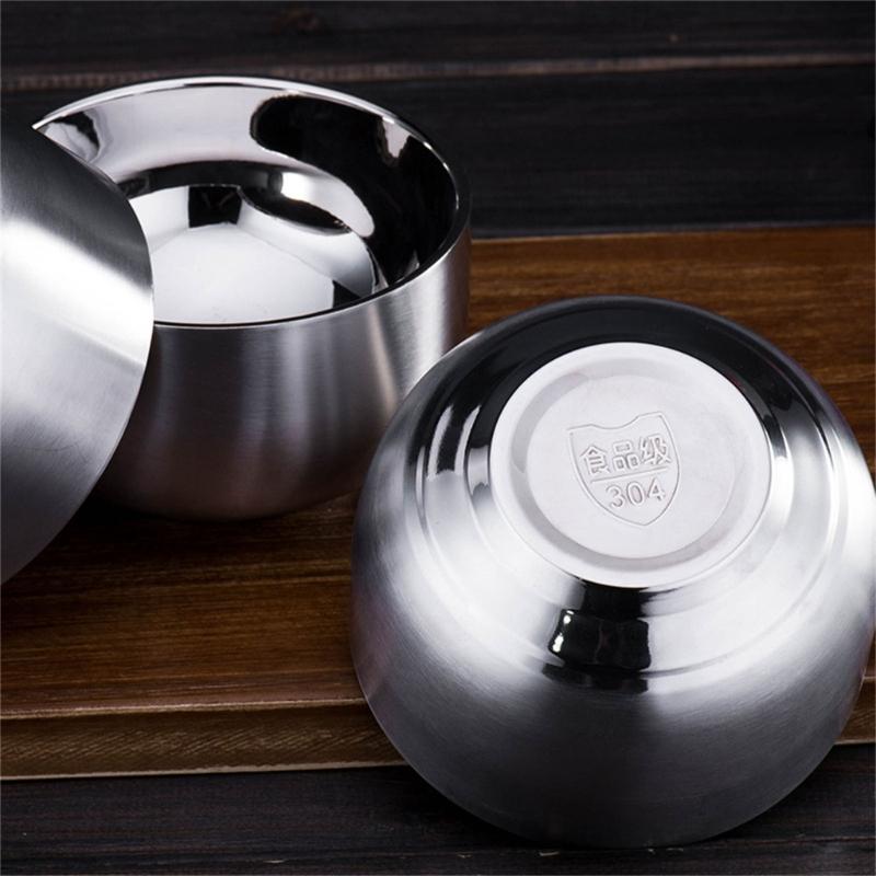 Insulated Bowl Dishwasher Safe Salad Bowl Stainless Steel Bowl 12cm Diameter Double Layer Enjoy Hot or Cold Soups