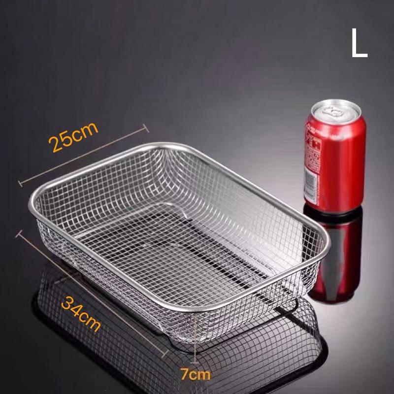 Stainless Steel Air Fryer Grill Mesh Basket Non Stick Tray for Oil Free Roasting and Crisping Home Cooking Accessory