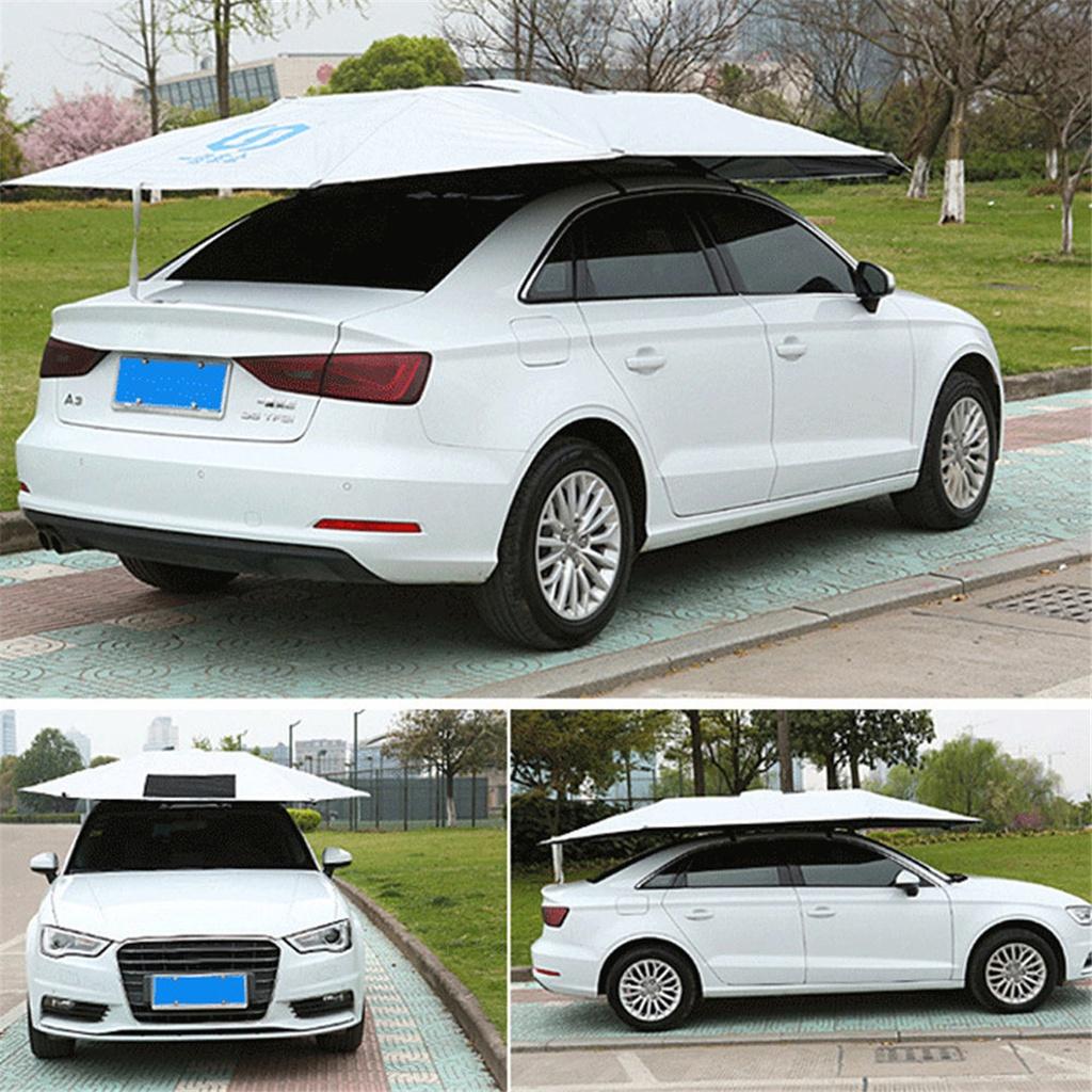 Autostanový dáždnik Strešný kryt proti slnku UV ochrana Súprava Strieborná 320cm*220cm