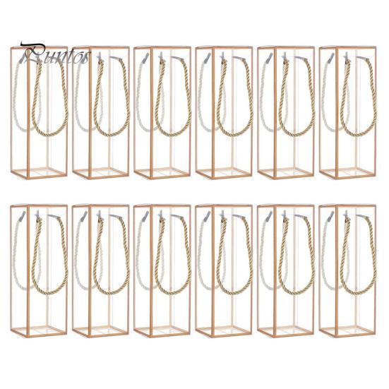 

12 шт. прозрачная пластиковая подарочная коробка, прозрачная кубовидная коробка для конфет с золотыми краями и шнуром, упаковочная коробка для подарков на вечеринку для свадебных угощений золотистый