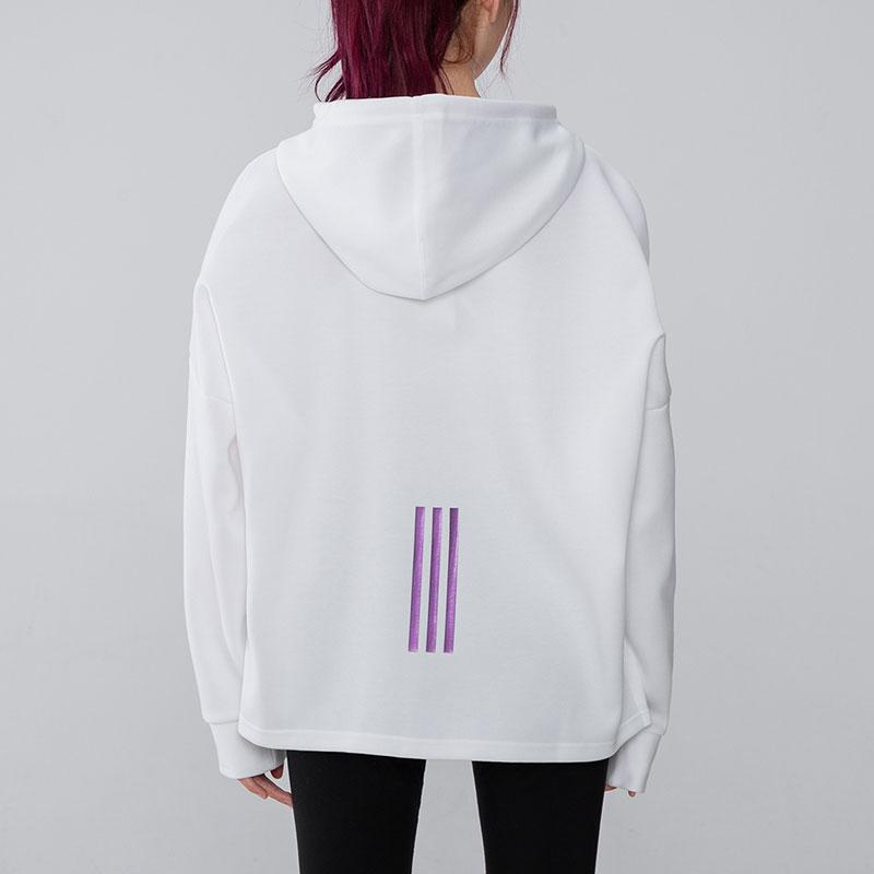 Adidas Heart Logo Printed Sports Hoodie Women Hoodies White H50247