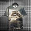 Funny Fat Cat T-Shirt Kid's 3d Printed Animal T-Shirts Kids Casual Loose Short Sleeved Oversized Tops Summer Streetwear Tees