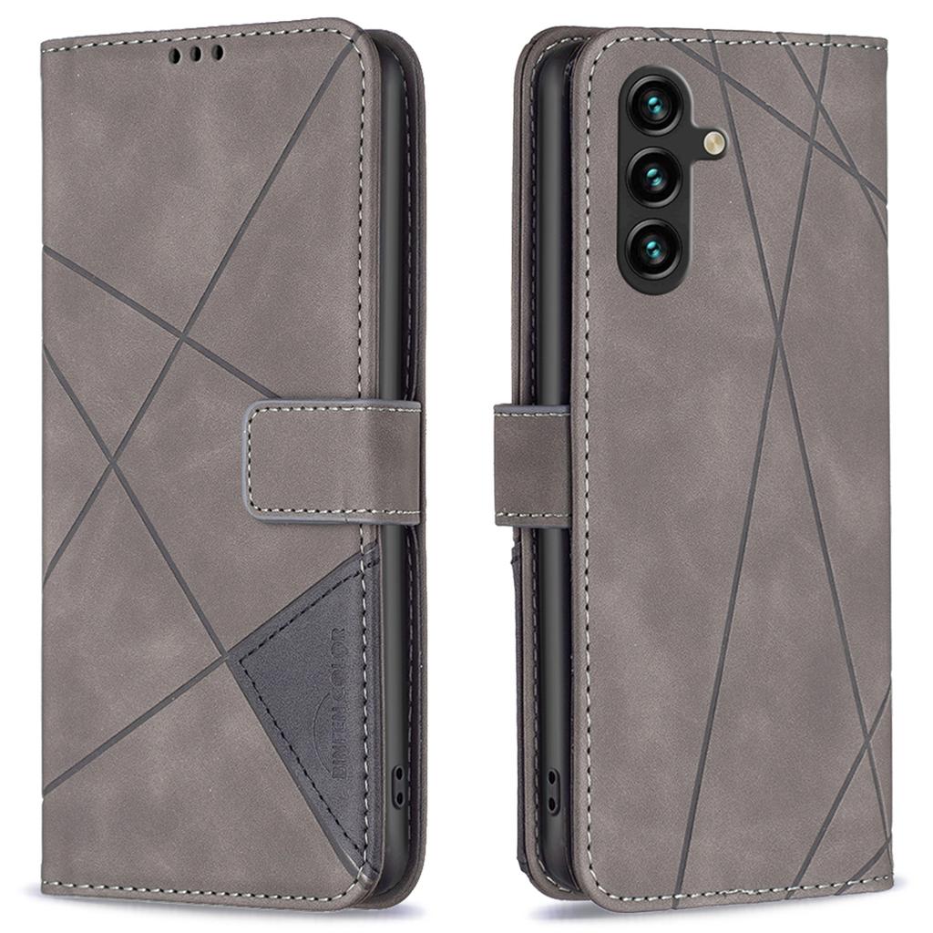 BINFEN COLOR For Samsung Galaxy A36 5G Phone Cases Wallet Stand Geometry Imprinted Leather Cover
