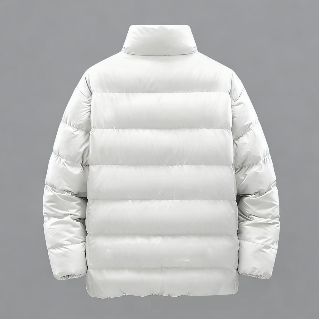 Men's Casual Solid-color Stand-up Collar Cotton-padded Jacket, Men's Thick And Warm Long-sleeved Coat With Added Cotton