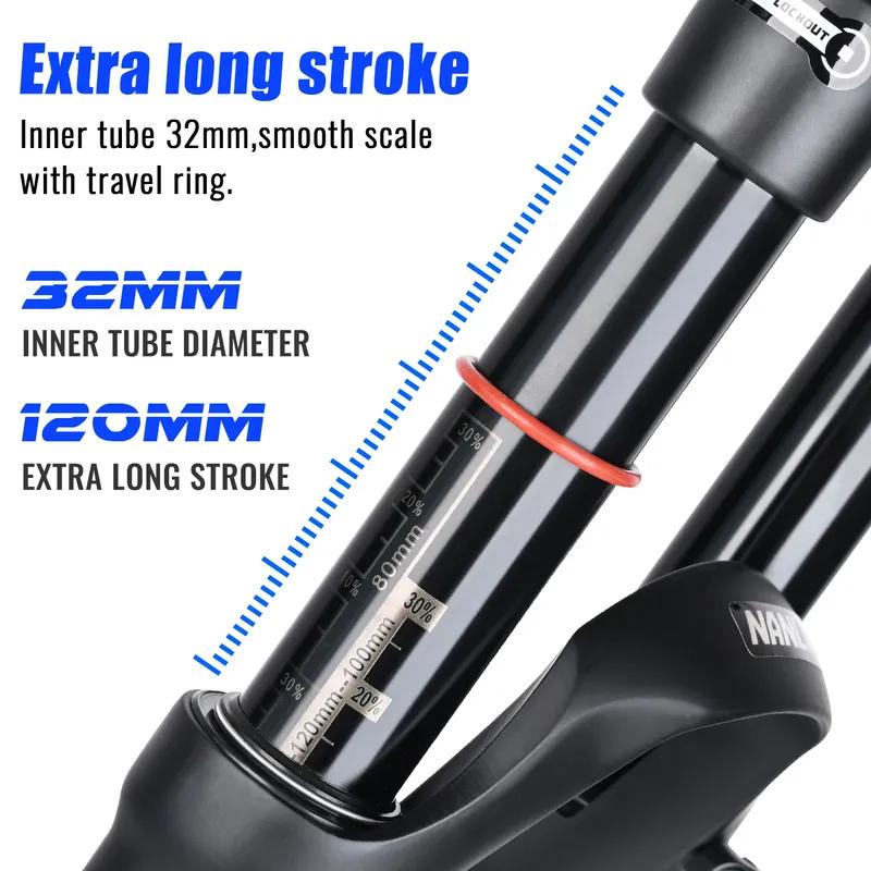 Nanlio X5 PRO MTB Air Suspension Fork 120mm Travel 26 27.5 29 Inch Lightweight 1.8kg XC Mountain Bike Front Fork + Free Gift