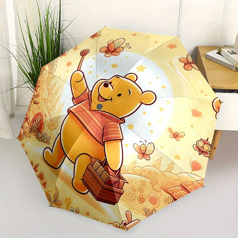 

Winnie-the-Pooh, Honey Automatic Opening and Closing Umbrella - 8 Ribs Portable Folding Umbrella with Plastic Handle, Suitable for Leisure a