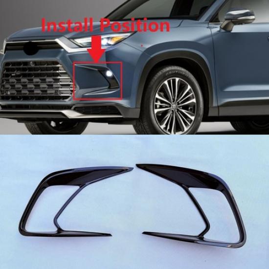 For 2024-2025 Toyota Grand Highlander ABS Black Front Fog Light Lamp Cover Trim