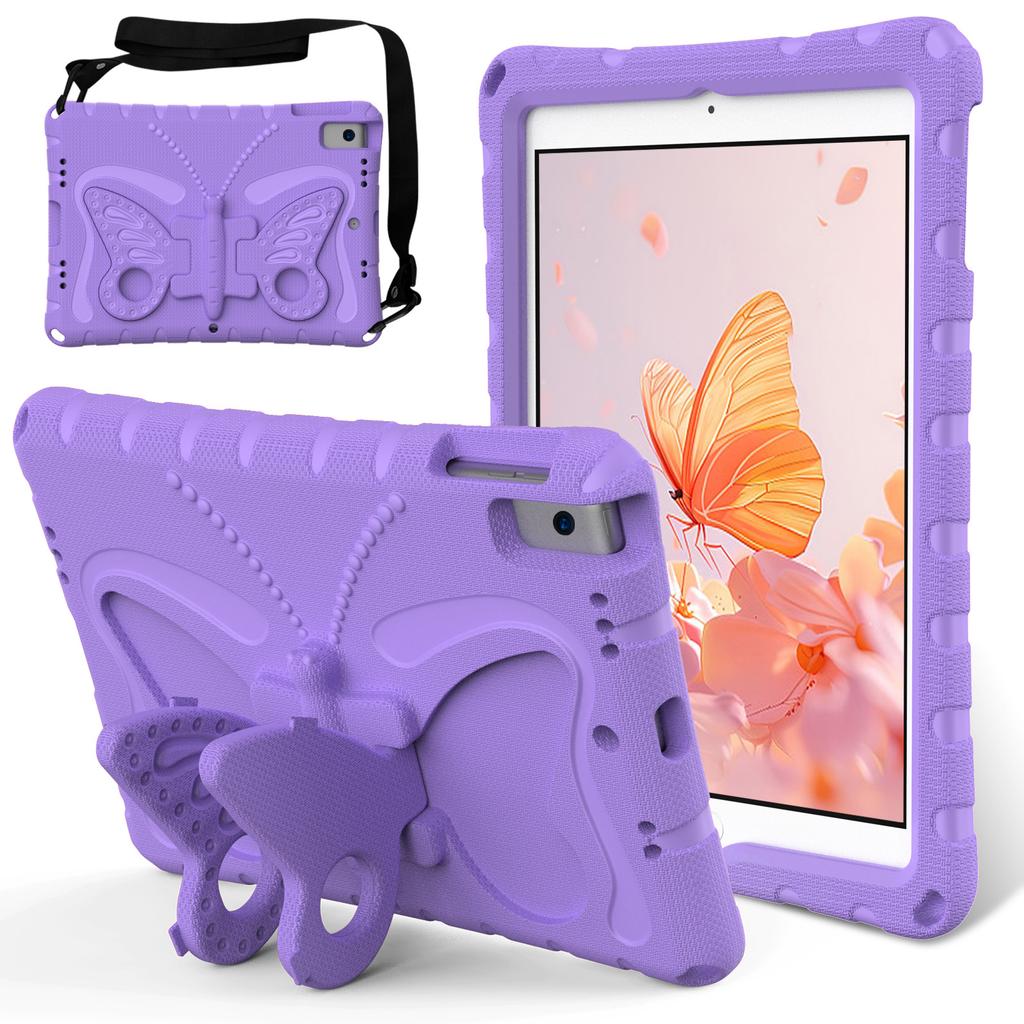For iPad 10.2 (2021)/(2020)/(2019)/iPad Air 10.5 inch (2019) Case Butterfly Kickstand EVA Tablet Cover with Lanyard