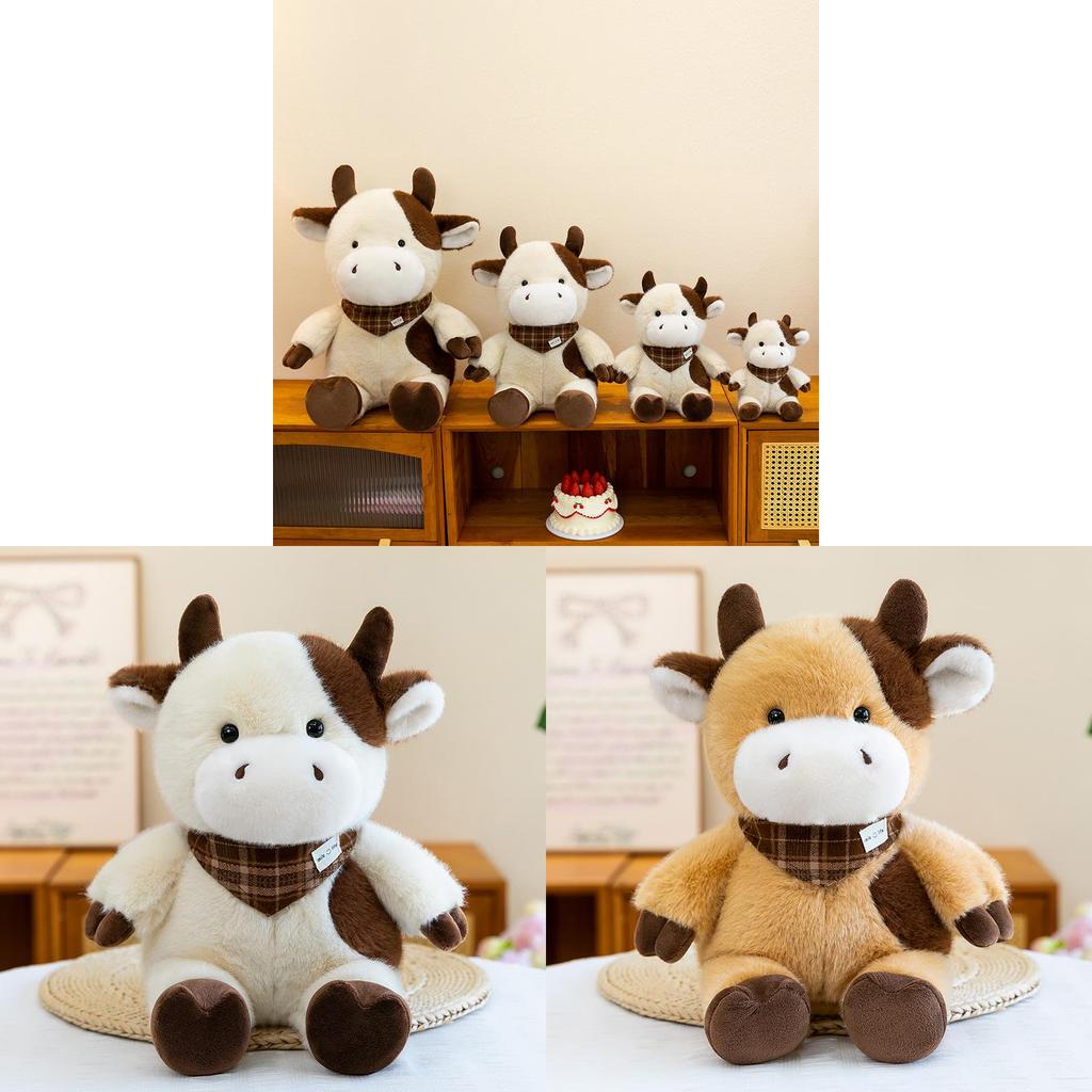 Garden Style Plush Cow Toy With Short Pile Fabric For Childrens Gift And Room Decor