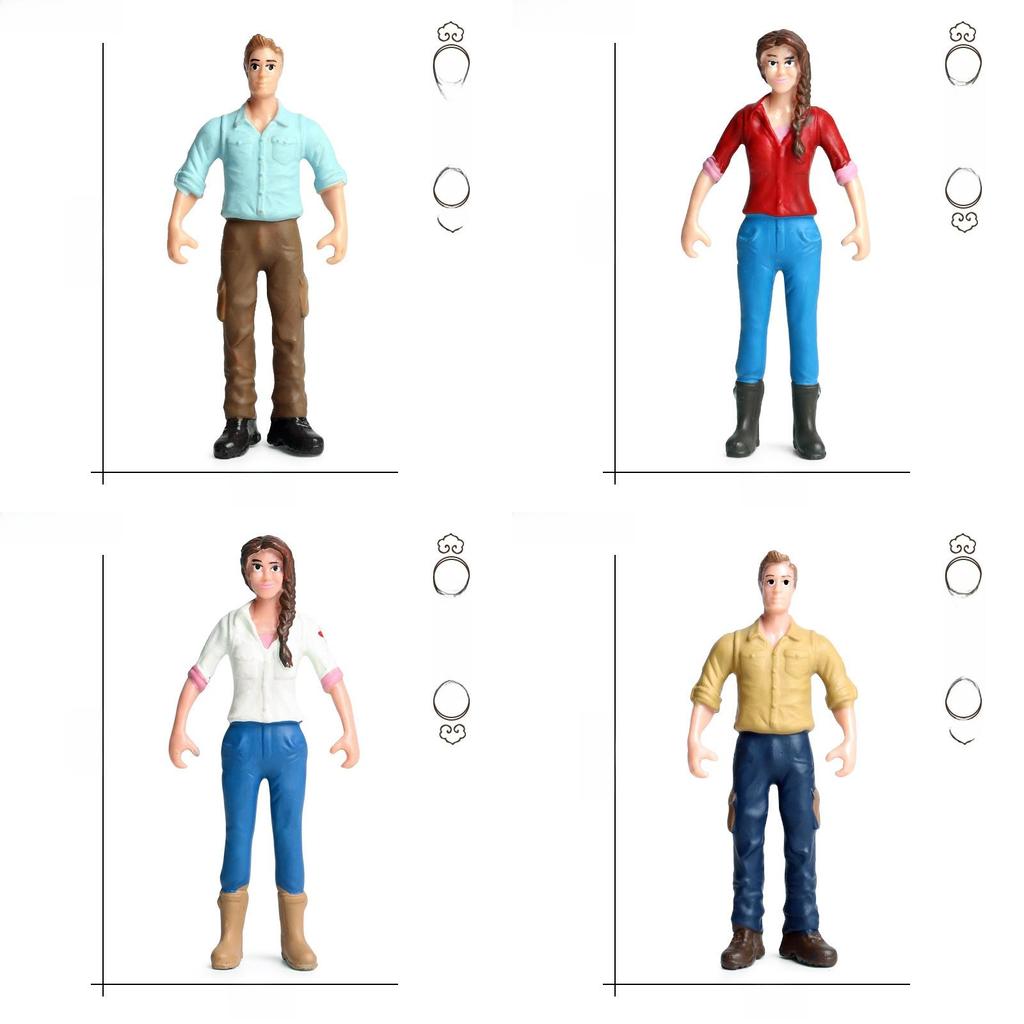 Farm Pasture Simulation Plastic Doll Model Ornament Farmer Worker Animal Woman